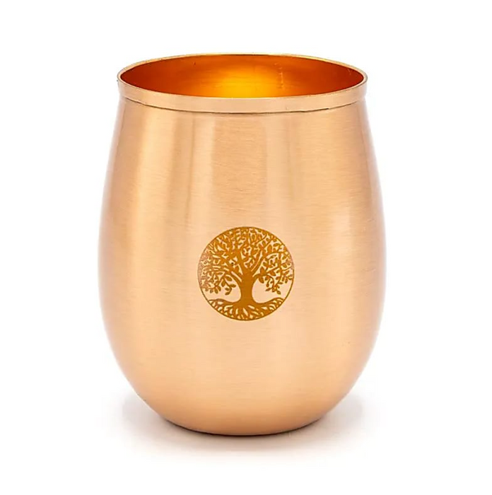 2er Set Kupferbecher "Baum des Lebens" aus reinem Kupfer (350ml)
