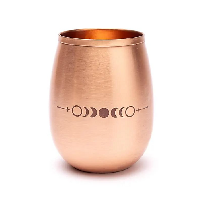2er Set Kupferbecher "Mondphasen" aus reinem Kupfer (350ml)