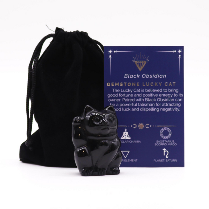 Edelstein Glückskatze – Schwarzer Obsidian