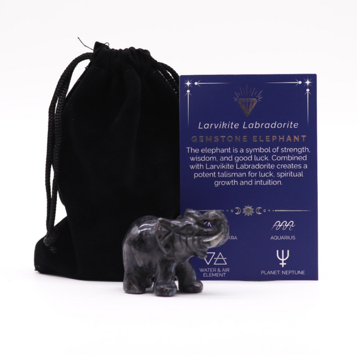 Edelstein Glückselefant – Larvikit (Labradorit)