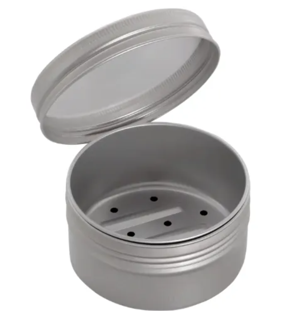 Shampoodose mit Schraubdeckel und Abtropfsieb