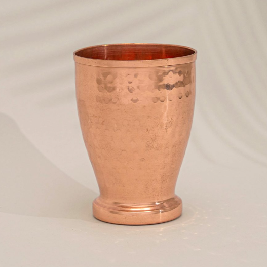 Kupferbecher 400 ml mit Ringfuss – handgehämmert aus reinem Kupfer