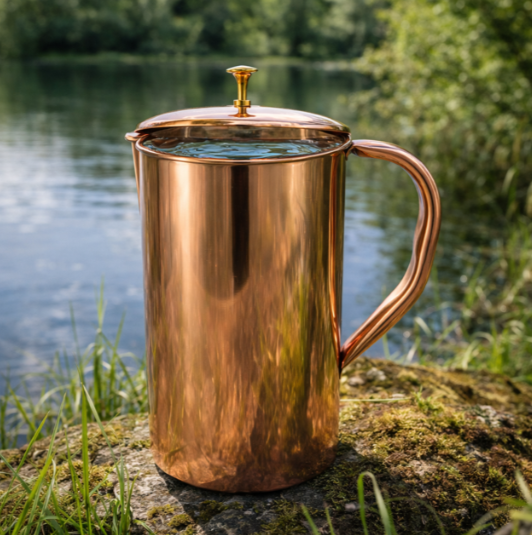 2L Kupferkaraffe mit Deckel – klassisches Design | Handgefertigt
