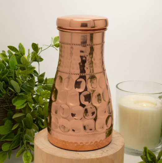 Kupfer Karaffe 950 ml gehämmert – Diamantmuster aus reinem Kupfer