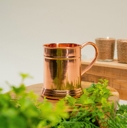 Kupfer Tasse 440 ml mit Henkel – glatt & handgefertigt aus reinem Kupfer