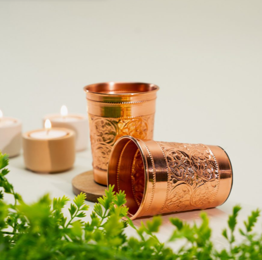 Kupferbecher Set 2er 300 ml – Geschenkbox | Reines Kupfer handgefertigt