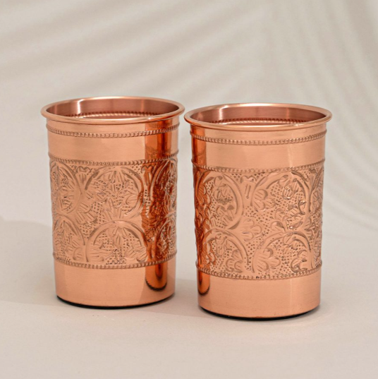 Kupferbecher Set 2er 300 ml – Geschenkbox | Reines Kupfer handgefertigt