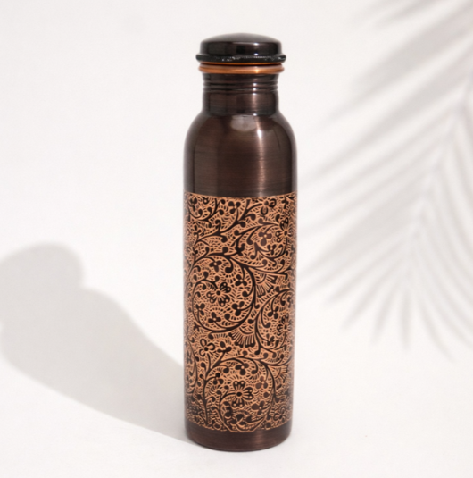 Kupferflasche 950 ml – antique graviert aus reinem Kupfer