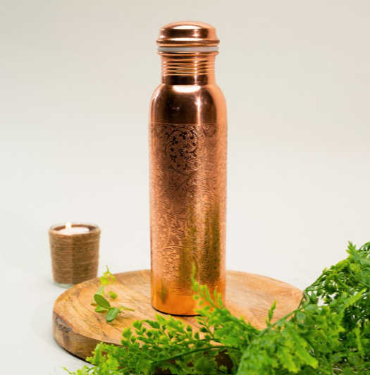 Kupferflasche 950 ml – Blumenmuster aus reinem Kupfer