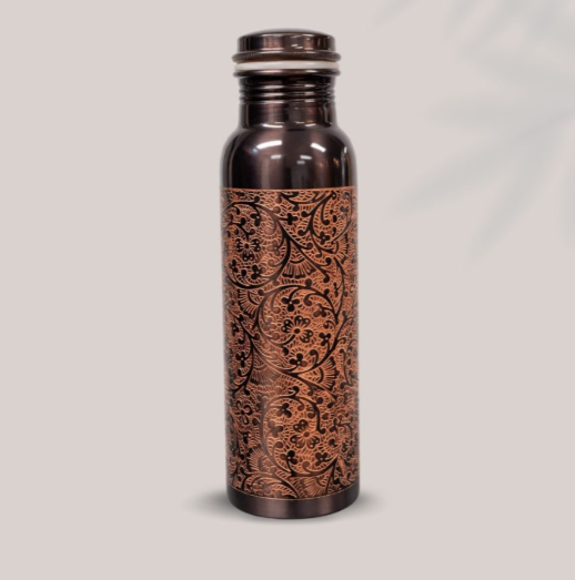 Kupferflasche 750 ml – antique graviert aus reinem Kupfer