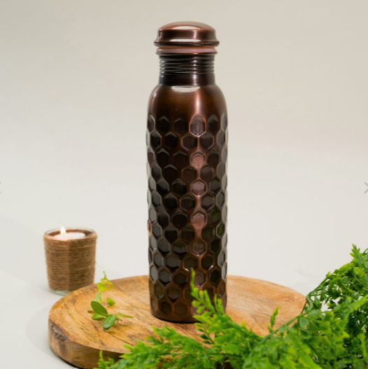 Kupferflasche 950 ml – Diamond antique aus reinem Kupfer
