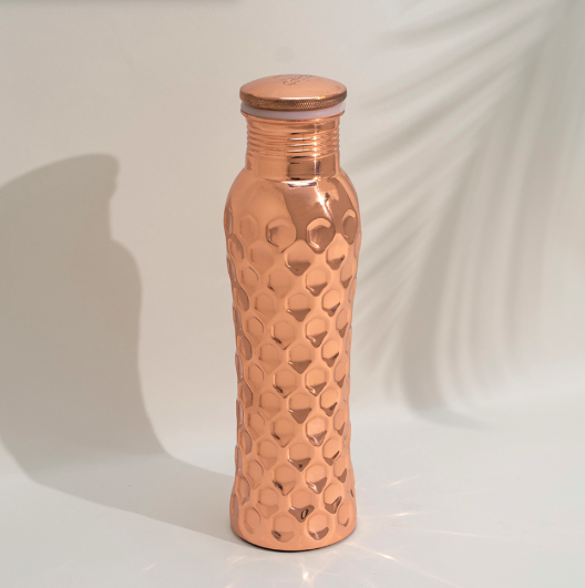 Kupferflasche 800 ml – Curve Diamond poliert aus reinem Kupfer