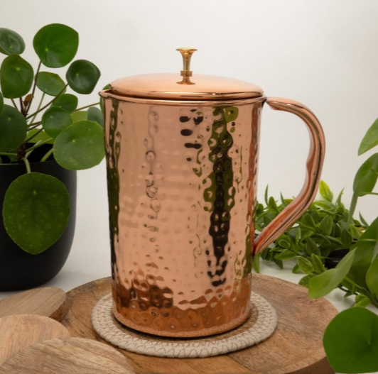 2L Kupferkaraffe mit Deckel – gehämmertes Design | Handgefertigt