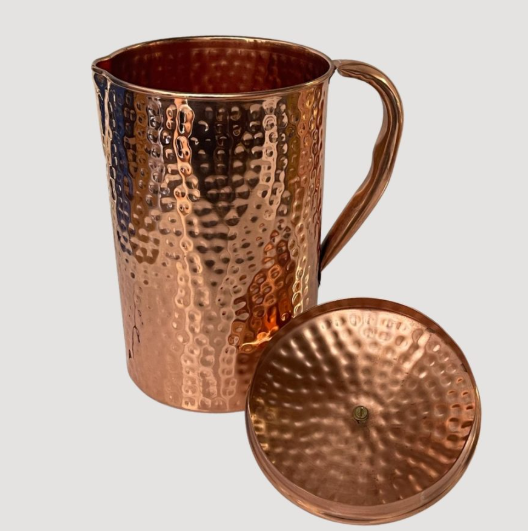2L Kupferkaraffe mit Deckel – gehämmertes Design | Handgefertigt