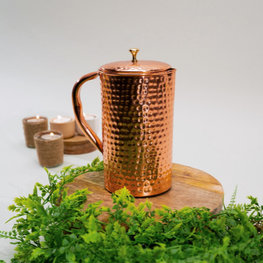 1,5L Kupferkaraffe mit Deckel – gehämmertes Design | Handgefertigt