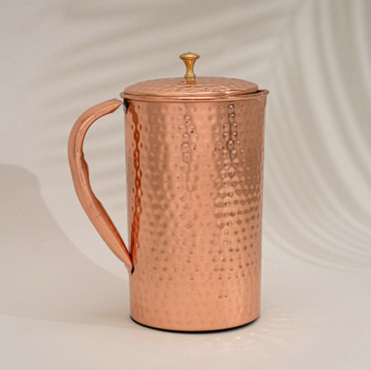 1,5L Kupferkaraffe mit Deckel – gehämmertes Design | Handgefertigt