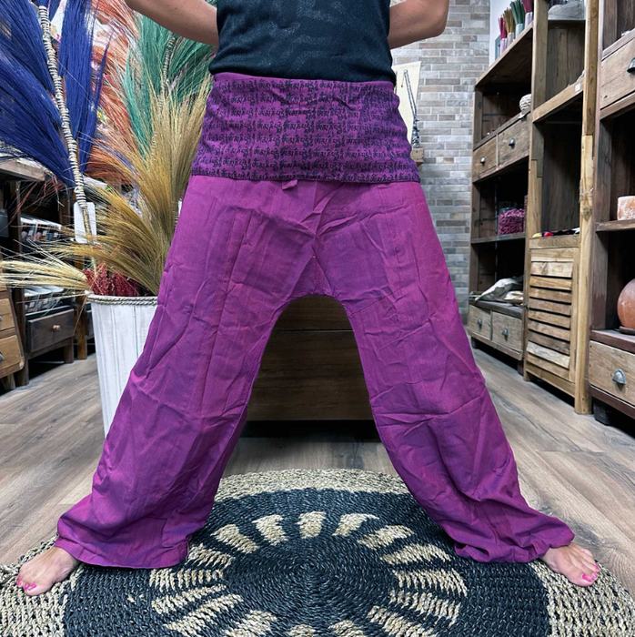 Thai Fischerhose Mandala Violett – Yogahose & Meditationshose aus Baumwolle