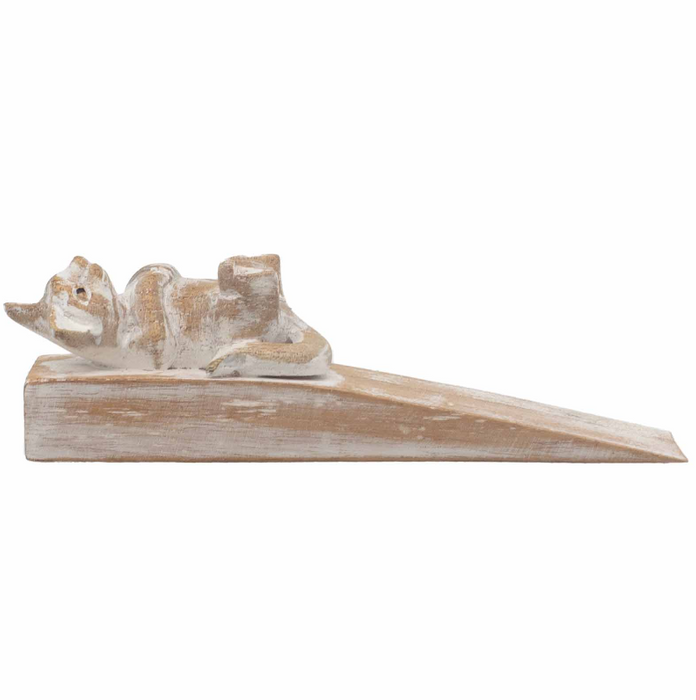 Türstopper Katze aus Holz – handgeschnitzt