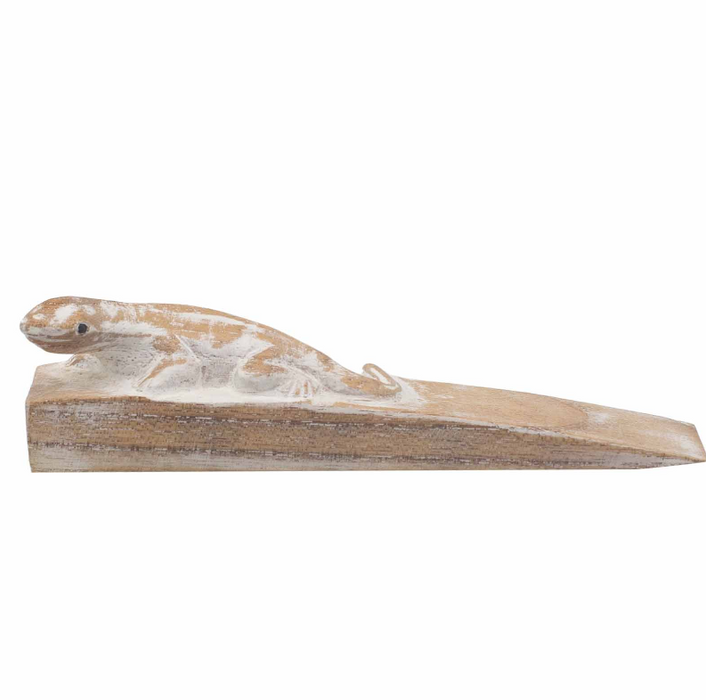 Türstopper Gecko aus Holz – handgeschnitzt