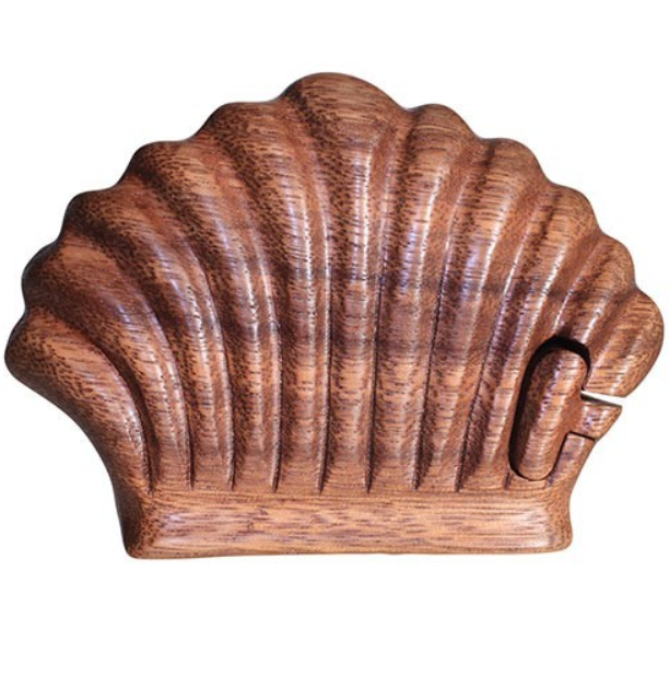 Geheimbox Muschel aus Holz – Handgefertigte Puzzlebox aus Bali