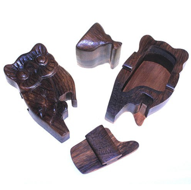 Geheimbox Eule aus Holz – Handgefertigte Puzzle Box