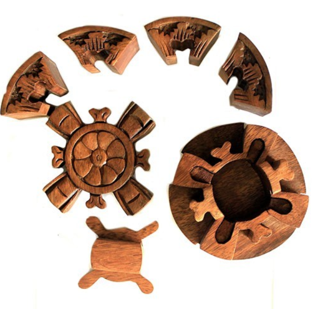 Geheimbox Blüte aus Holz – Handgefertigte Puzzle Box