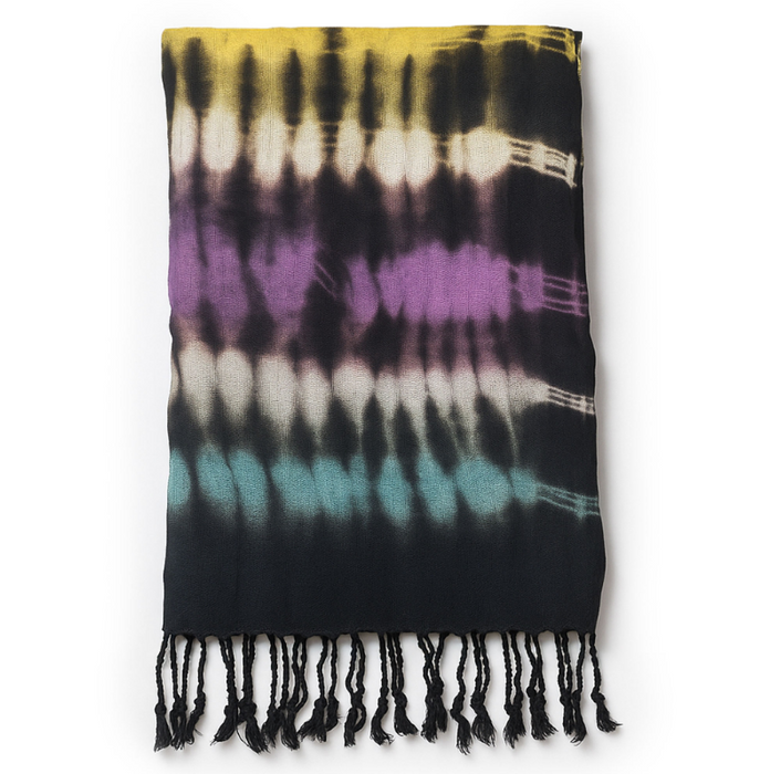 Handgefärbtes XL-Tuch Multi Stripes – Schal, Stola & Pareo aus Java