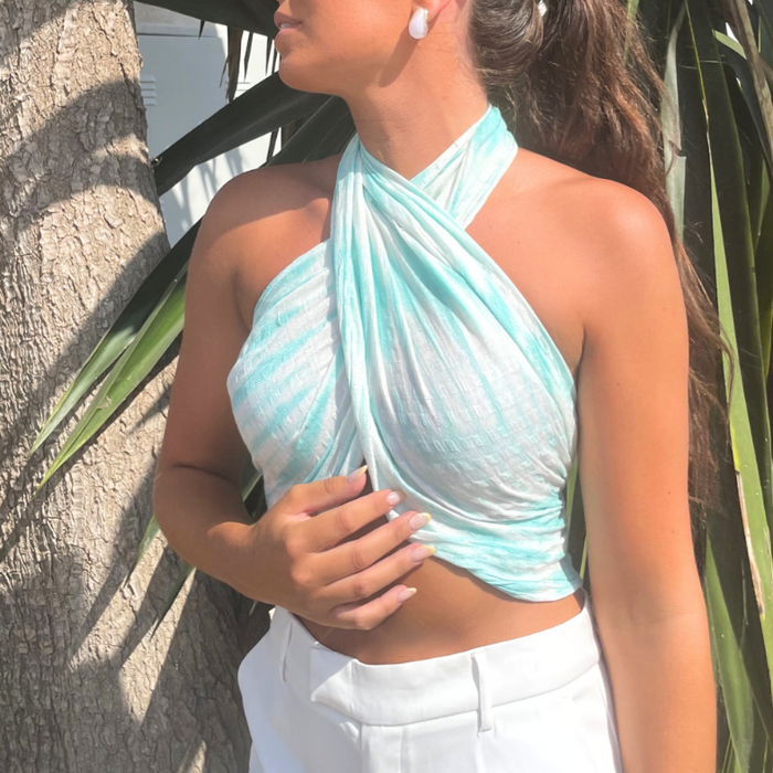 Handgefärbtes XL-Tuch Teal – Schal, Stola & Pareo aus Java
