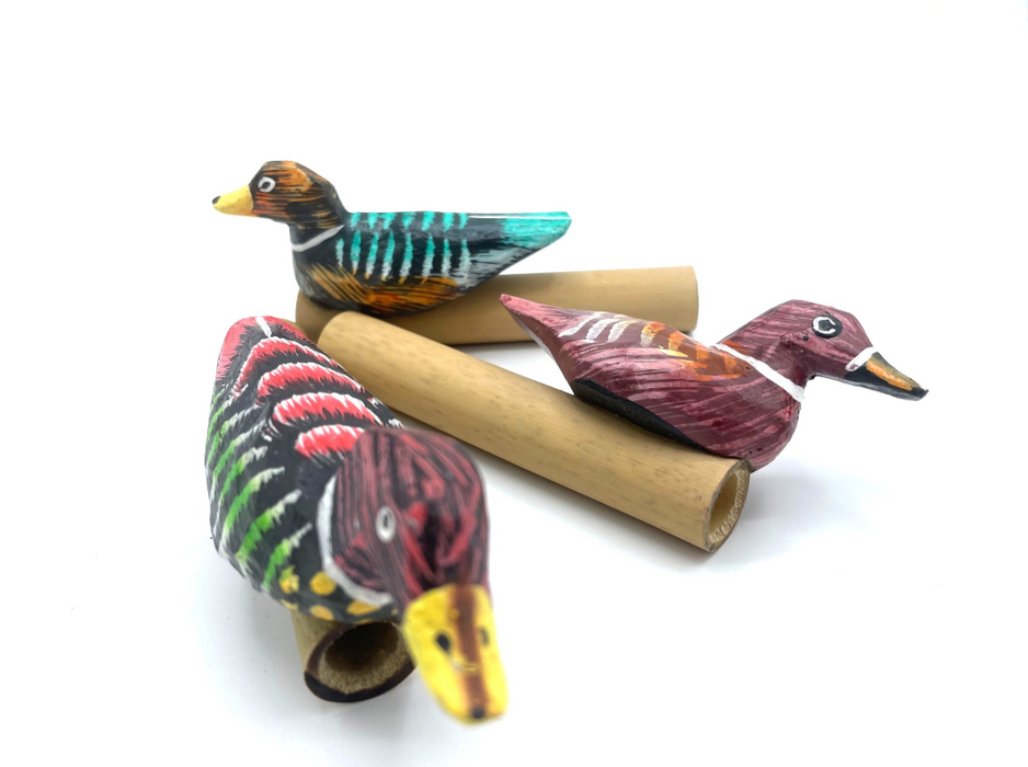Vogelpfeife aus Holz – Handbemalte Ente | Fair Trade
