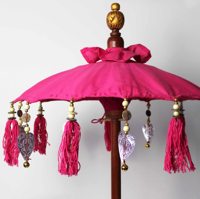 Deko-Sonnenschirm Rosa – Handgefertigt aus Bali