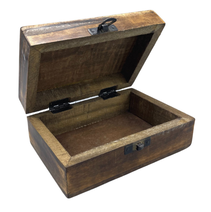 Holzbox aus Mangoholz mit traditionellem Muster – Medium