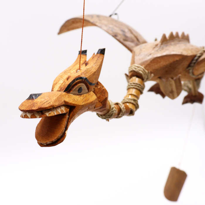 Natürliches Kokosnuss Drachen-Mobile - Naturfarben