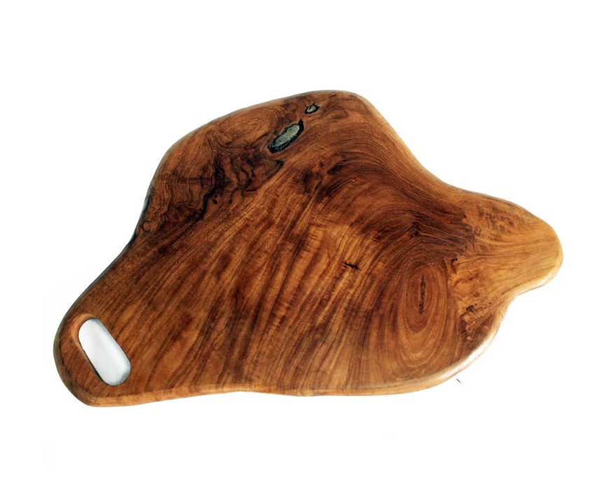 Teakholz Schneidebrett Natur – Handgefertigt aus massivem Teakholz (30 cm)