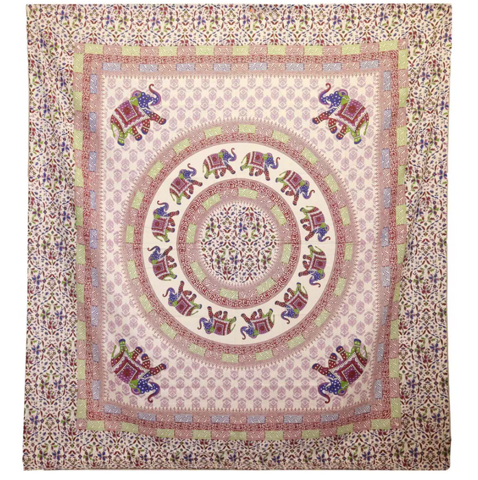 Elefanten Mandala Wandtuch – Purple Blue