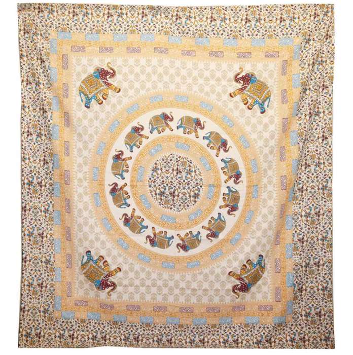 Elefanten Mandala Wandtuch – Brown Cream