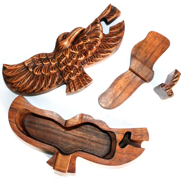 Geheimbox Adler aus Holz – Handgefertigte Puzzle Box