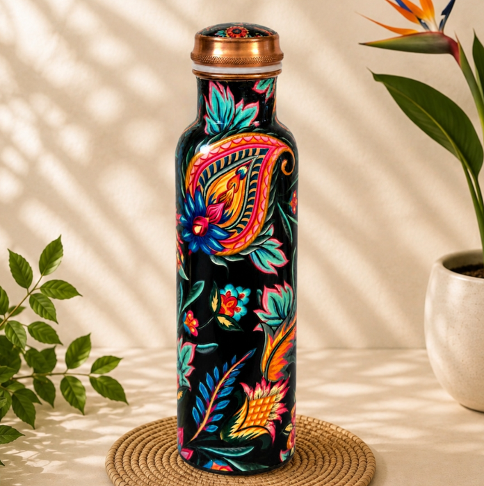 Kupferflasche Floral – 1 Liter | schwere 375 g Ausführung