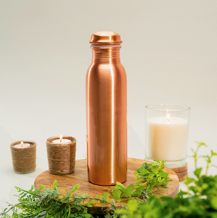 Kupferflasche glatt – 950 ml aus reinem Kupfer | Geschenkverpackung
