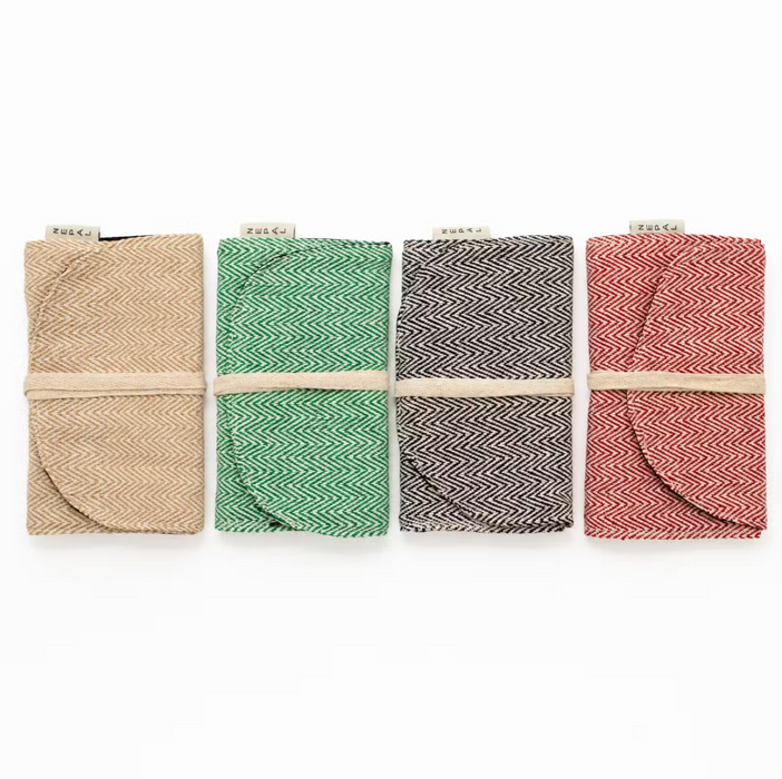 Wickeltäschchen aus Hanf & Baumwolle grün – handliches Täschchen für unterwegs