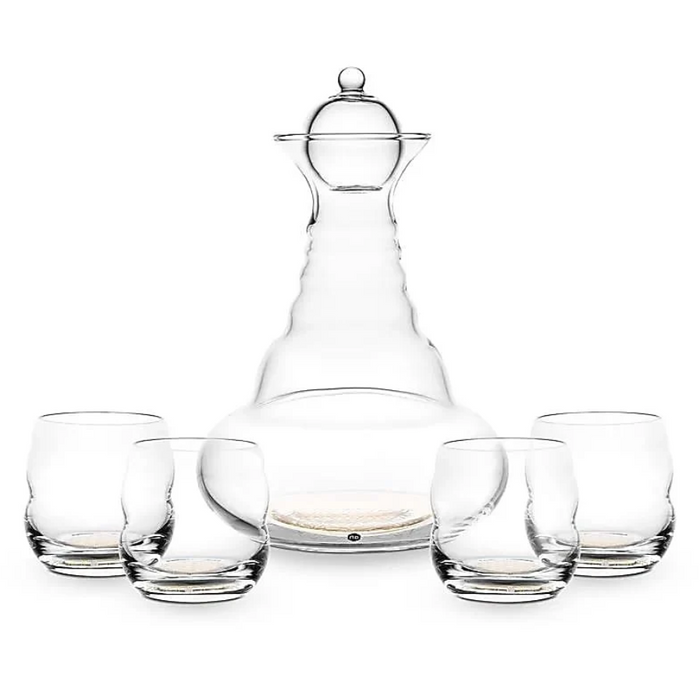 Golden Alladin Karaffen-Set – 1,3 L & 4 Mythos Gläser | 23,8 Karat Gold