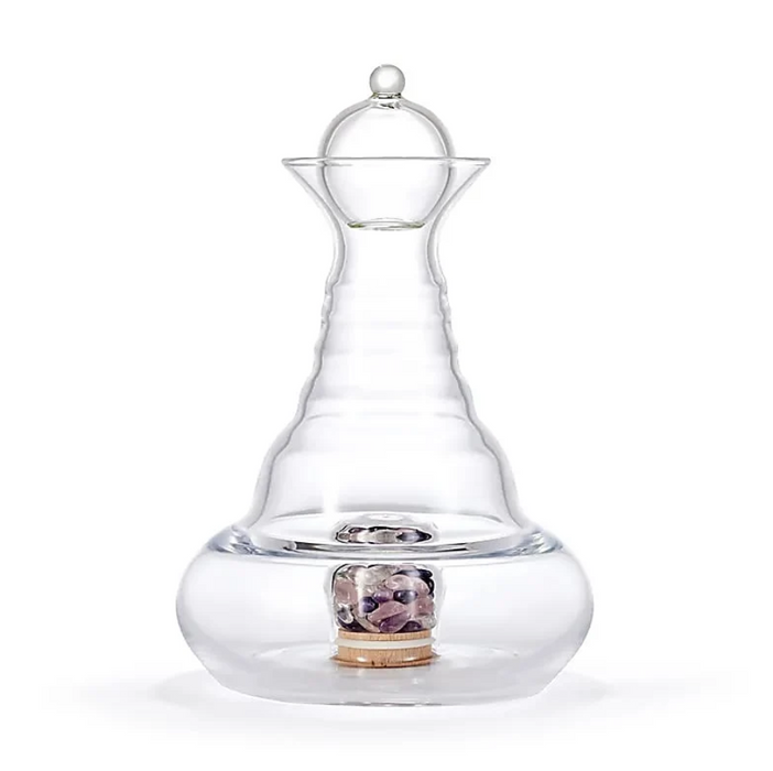 Vitalwasserkaraffe Alladin 1,2 L mit Edelsteinen – Amethyst, Bergkristall & Rosenquarz