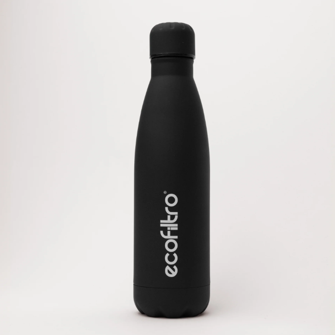 Ecofiltro Isolierflasche 500 ml – Doppelwandige Edelstahl-Trinkflasche | schwarz