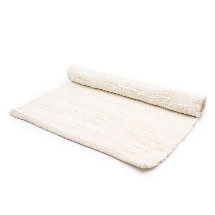 Baumwollteppich Creme 130 × 170 cm – Grosser handgewebter Teppich