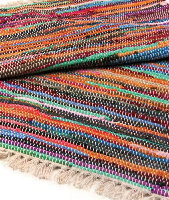 Bunter Flickenteppich 90 × 155 cm – Handgewebter Rag Rug