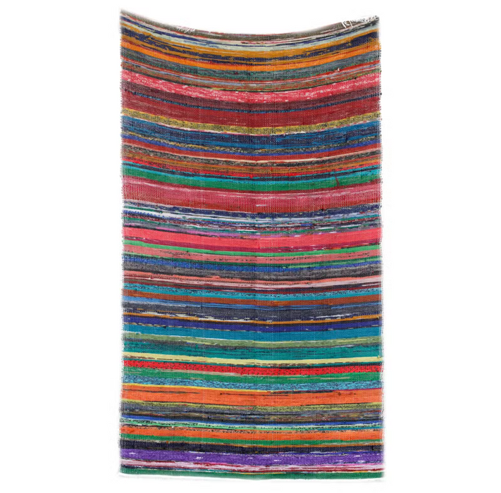 Bunter Flickenteppich 90 × 155 cm – Handgewebter Rag Rug