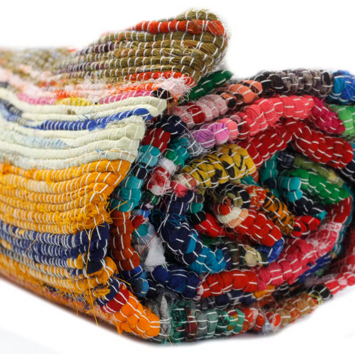 Bunter Flickenteppich 90 × 155 cm – Handgewebter Rag Rug