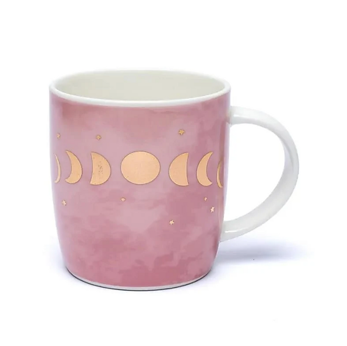 Teetasse mit Teesieb aus Edelstahl – Mondphasen Rosa und Gold