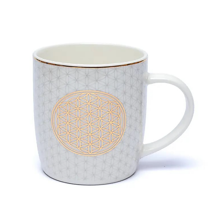 Teetasse mit Edelstahlsieb & Deckel – Blume des Lebens
