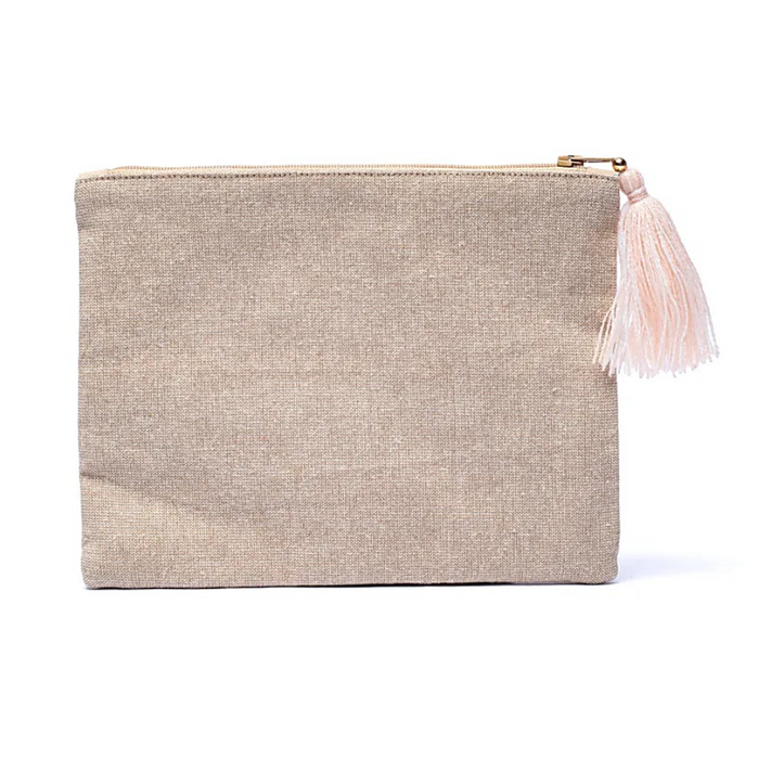 Samt-Täschchen „Blume des Lebens“ - beige & gold