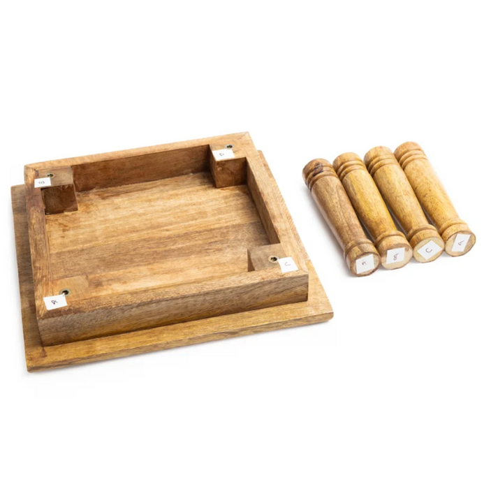Dekotisch Lotus – Mangoholz, weiss lasiert & quadratisch